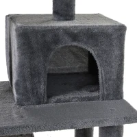 PawHut Katzen Kratzbaum groß 145 cm, Katzenbaum mit Hängematte, Kletterbaum für Katzen, Katzenkratzbaum Höhle Katzenmöbel mit Sisalstämmen, Hellgrau(m-14)