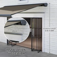 Outsunny 4 x 3(m) Full Cassette Electric Awning with Remote Controller, Aluminium Frame DIY Retractable Garden Awning, UPF50+ Sun Shade Canopy for Deck Door Window, Light Grey(m-7)