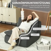HOMCOM Schuim Vloerstoel, Loungefauteuil met Wasbare Hoes, Loungestoel voor Woonkamer, Slaapkamer, Grijs(m-5)