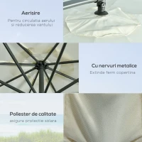 Outsunny Umbrelă Suspendată cu Bază în Cruce, Greutăţi, Manivelă și Protecţie UV, Ø3x2.5 m, Bej(m-6)