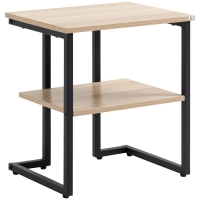 HOMCOM Mesa Auxiliar de 2 Níveis Mesa Auxiliar para Sala de Estar Dormitório Escritório Estilo Moderno 45x35x48cm Madeira e Preto