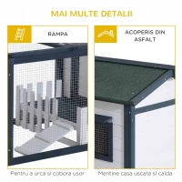 PawHut Cuşcă pentru Iepuri cu Acoperiş Impermeabil, Căsuţă şi Zonă de Mişcare, 151x78x84.5 cm, Verde şi Alb(m-7)