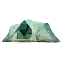Outsunny Campingzelt für 5-6 Personen, Familienzelt, Lampenhaken, Seitentaschen, 4,55x2,3x1,8m, Grün/Schwarz(m-10)