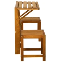 Outsunny Gartenbank für 2 Personen, 2-in-1-Kombination, Tisch mit 2 Hockern, Lärchenholz, wetterfest, Teak(m-11)