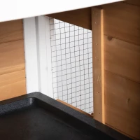 PawHut Kleintierstall mit Freigehege inkl. Rampe Asphaltdach Tannenholz Schwarz + Weiß + Natur(m-12)