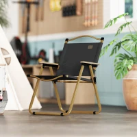 Outsunny Chaise de camping chaise de pêche pliante avec accoudoirs tissu Oxford et structure acier 54 x 59 x 78 cm gris foncé(m-9)