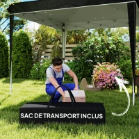 Outsunny Pavilion Pliabil cu Înălțime Reglabilă și Geantă de Transport, 300x300x273 cm, Negru(m-7)