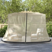 Outsunny Plasă de Țânțari pentru Umbrelă cu Ochiuri Dense și Deschidere cu Fermoar, 3x2,3 m, Bej(m-7)