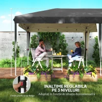 Outsunny Pavilion Pliabil, Reglabil pe Înălțime cu Ferestre Laterale și Geantă de Transport, 596x300x270 cm, Gri(m-5)