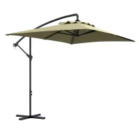 Outsunny Umbrelă Suspendată cu Orificii de Ventilaţie, Bază în Cruce şi Manivelă, 3x2 m, Bej(m-11)