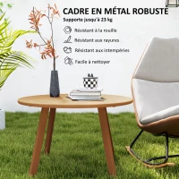Outsunny Petite table basse ronde, table d'appoint avec patins antidérapants, cadre en métal, pour jardin, Ø 70 x 42 cm, orange(m-5)