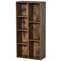 HOMCOM Estante para Livros Estante de Madeira com 7 Compartimentos de Armazenamento 50x24x106 cm Marrom Rústico(m-1)