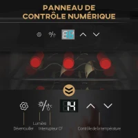 HOMCOM Cave à vin 18 bouteilles 50L haute performance température réglable 5-18° avec lumière LED, noir(m-7)