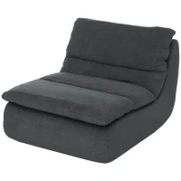 HOMCOM Schuim Vloerstoel, Loungefauteuil met Wasbare Hoes, Loungestoel voor Woonkamer, Slaapkamer, Grijs(m-1)