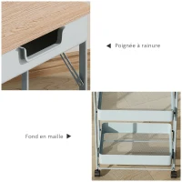 HOMCOM Desserte chariot de rangement à roulettes 4 niveaux avec tiroir, plateau et paniers, vert(m-6)