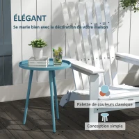Outsunny Table basse de jardin ronde, table d'appoint extérieur avec bord rond en acier, dim. Ø40 x 50H cm bleu(m-4)