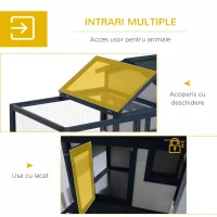 PawHut Cuşcă pentru Iepuri cu Acoperiş Impermeabil, Căsuţă şi Zonă de Mişcare, 151x78x84.5 cm, Verde şi Alb(m-5)