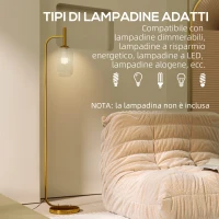 HOMCOM Lampada sur Socle Moderne avec Abat-Jour en Verre et Interrupteur à Pied pour Ampoules E27, Or(m-6)