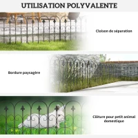 Outsunny Lot de 5 clôtures de jardin décoratives en fil métallique antirouille pour extérieur, noir(m-6)