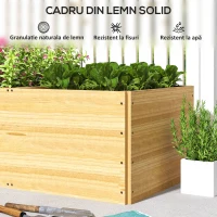 Outsunny Strat de Grădină Înălțat și Adânc cu 3 Zone de Creștere și Strat de Protecție, 140x60x40 cm, Lemn Natural(m-7)