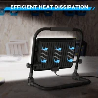 HOMCOM Lampă de Lucru LED, Portabilă și Rezistentă la Intemperii, 35x20x32 cm, Negru(m-7)