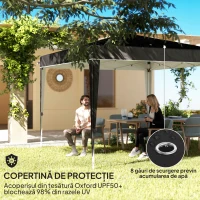 Outsunny Pavilion Pliabil cu Înălțime Reglabilă și Geantă de Transport, 300x300x273 cm, Negru(m-6)