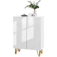 HOMCOM Pantofar Îngust cu Balamale cu Închidere Lentă și Rafturi Reglabile, 95x72x31,5 cm, Alb(m-10)