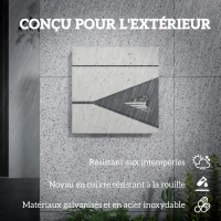 HOMCOM Boite aux lettres murale en acier galvanisé, verrouillable avec fenêtre, matériel de montage, 37 x 11 x 37 cm, argent(m-4)