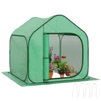 Outsunny Mini serre pop-up petite serre légumes plante fleurs avec porte à fermeture éclair en PE 150 x 148 x 148 cm vert(m-11)