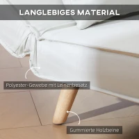 HOMCOM Einzelsofa Schlafsofa Sofabett Klappsofa verstellbar Rückenlehne Liege nordisch skandinavisch 25D Schaumstoff Haus Leinenimitat Tannenholz Cremeweiß 94 x 78 x 80 cm(m-5)