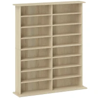 HOMCOM Rangements pour CD et DVD avec 16 compartiments et 12 étagères réglables capacité max. 720 CD/396 DVD et Blu-ray naturel(m-11)