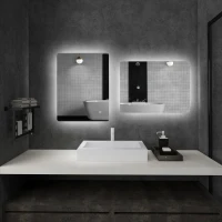 Kleankin Oglinda de Baie cu Lumina LED 3 Culori, intrerupatoare Touch si Luminozitate Reglabila, 70x50x3 cm, Transparent(m-2)