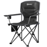 Outsunny Chaise de camping pliante et portable avec porte-gobelets, poches latérales et sac de transport, noir