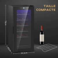 HOMCOM Cave à vin 18 bouteilles 50L haute performance température réglable 5-18° avec lumière LED, noir(m-5)