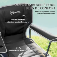 Outsunny Chaise de camping pliante et portable avec porte-gobelets, poches latérales et sac de transport, noir(m-4)