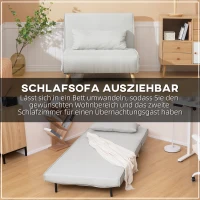 HOMCOM Einzelsofa Schlafsofa Sofabett Klappsofa verstellbar Rückenlehne Liege nordisch skandinavisch 25D Schaumstoff Haus Leinenimitat Tannenholz Cremeweiß 94 x 78 x 80 cm(m-4)