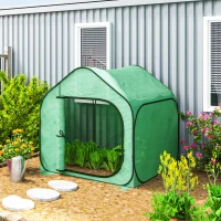 Outsunny Mini serre pop-up petite serre légumes plante fleurs avec porte à fermeture éclair en PE 150 x 148 x 148 cm vert(m-2)