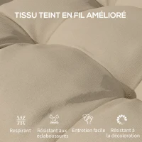 Outsunny Lot de 4 coussins de chaise de jardin, coussins extérieurs capitonné, rembourrage 10 cm avec attaches, 48 x 48 cm kaki(m-4)