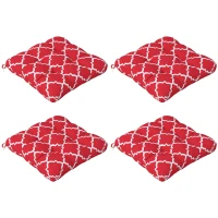 Outsunny Conjunto de 4 Almofadas para Cadeiras de Sala 48x48x7 cm Impermeáveis e Anti-UV com 2 Fitas de Fixação Vermelho(m-1)