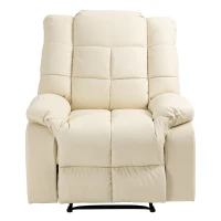 HOMCOM Massagesessel, Relaxsessel, 8 Vibrationspunkte, Liegefunktion, Kunstleder, cremeweiß, 94x99x99cm(m-12)