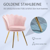 HOMCOM Sessel mit lotusförmigem Design, vergoldete Metallbeine, Schaumstoffpolster, Rosa(m-3)