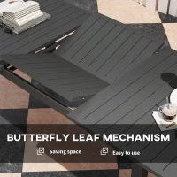 Outsunny Masă Extensibilă pentru Grădină din Aluminiu și Blat cu Șipci, 160/220x90x73 cm, Gri(m-5)