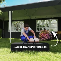 Outsunny Pavilion Pliabil, Reglabil pe Înălțime cu Ferestre Laterale și Geantă de Transport, 596x300x270 cm, Gri(m-7)