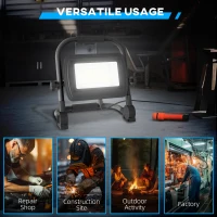 HOMCOM Lampă de Lucru LED, Portabilă și Rezistentă la Intemperii, 25,5x16x25,5 cm, Negru(m-6)