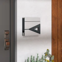 HOMCOM Boite aux lettres murale en acier galvanisé, verrouillable avec fenêtre, matériel de montage, 37 x 11 x 37 cm, argent(m-2)