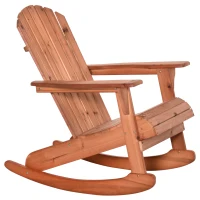 Outsunny Adirondack Gartenstuhl Schaukelstuhl Schaukelsessel Gartensessel Gartenmöbel Balkonstuhl Natur 77 x 94 x 97 cm(m-13)