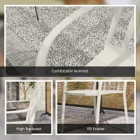 Outsunny Set 4 Scaune de Grădină Stivuibile cu Spătar și Brațe, Rezistente la Raze UV și Impermeabile, 57x54x78 cm, Alb(m-7)