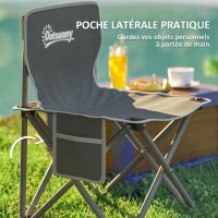 Outsunny Ensemble de meubles de camping 7 pièces table de camping avec 6 chaises pliantes avec poches 120 x 55 x 50 cm gris foncé(m-6)