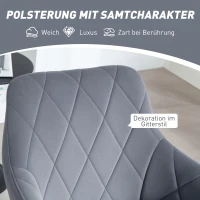 HOMCOM Accentstoel in Retro-Design Fluweeloptiek 58 cm x 60,5 cm x 79 cm Staal Grijs(m-4)