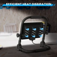 HOMCOM Lampă de Lucru LED, Portabilă și Rezistentă la Intemperii, 25,5x16x25,5 cm, Negru(m-7)